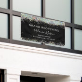 ホログラフィックグリッターメイクアップアーティストブラックエレガント 横断幕 (ビルの外側)