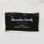 ホログラフィックグリッターメイクアップアーティストブラック金ゴールドフレーム 名刺 (裏面)