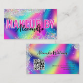 ホログラフィックグリッターメイクアップアーティスト鮮やか 名刺 (正面/裏面)