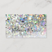 ホログラフィックグリッターメイクアップアーティストQRコードブラック 名刺 (正面)