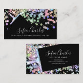 ホログラフィックグリッターメイドクリーニングハウスブラック 名刺 (正面/裏面)