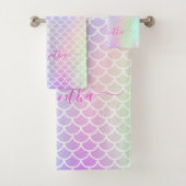 ホログラフィックグリッターユニコーンの人魚はかりで測名 バスタオルセット (インサイチュ)