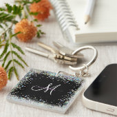 ホログラフィックグリッターレインボーパステルズモノグラム キーホルダー (正面右)