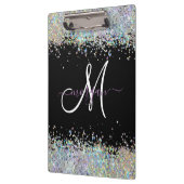 ホログラフィックグリッターレインボーパステルズモノグラム クリップボード (左)