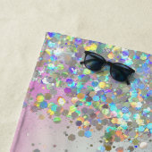 ホログラフィックグリッターレインボーパステルズモノグラム ビーチタオル (インサイチュ)