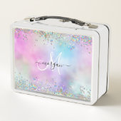 ホログラフィックグリッターレインボーパステルズモノグラム メタルランチボックス (裏面)