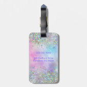 ホログラフィックグリッターレインボーパステルズモノグラム ラゲッジタグ (裏面縦)