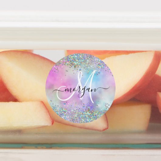 ホログラフィックグリッターレインボーパステルズモノグラム ラベル (貼付)