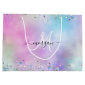 ホログラフィックグリッターレインボーパステルズモノグラム ラージペーパーバッグ (裏面)