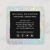 ホログラフィックグリッター及びグラマー美しい スクエア名刺 (裏面)