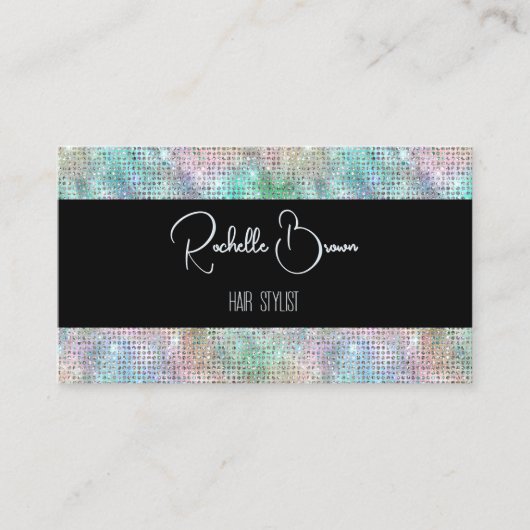 ホログラフィックグリッター及びブラック名刺 割引カード (正面)