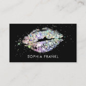 ホログラフィックグリッター唇メイクアップアーティストブラック 名刺 (正面)