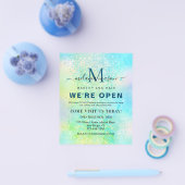 ホログラフィックグリッター我々はオープンサロンモダン美しい チラシ (シングル)