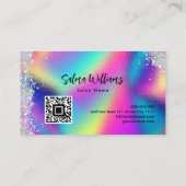 ホログラフィックグリッター技術者爪、 ネイルサロン 名刺 (裏面)