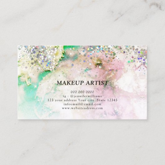 ホログラフィックグリッター星雲エレガント美しい 名刺 (裏面)