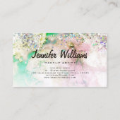 ホログラフィックグリッター水彩大理石エレガント石 名刺 (裏面)