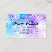 ホログラフィックグリッター水色インクエレガント美しい 名刺 (裏面)
