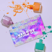 ホログラフィックグリッター爪、 ネイル技術者サロン紫 名刺