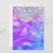 ホログラフィックグリッター第6紫ガーリー誕生日 招待状 (裏面)