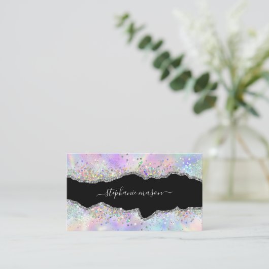 ホログラフィックグリッター美しいサロンシックアゲート コーリングカード (スタンド正面)