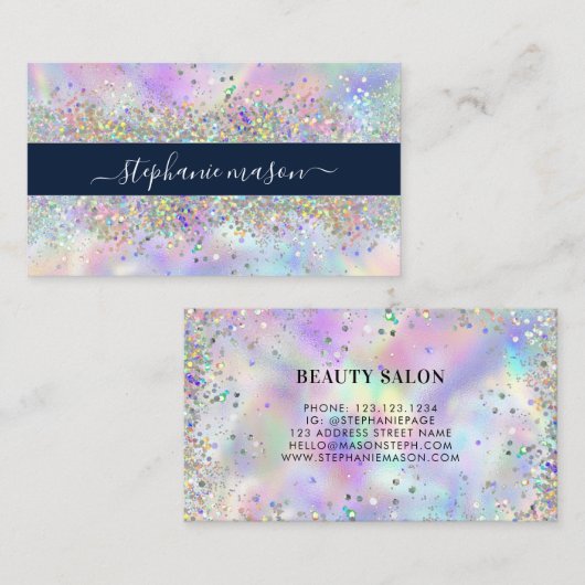 ホログラフィックグリッター美しいサロンユニーク事業 コーリングカード (正面/裏面)