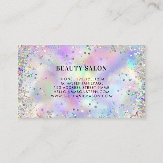 ホログラフィックグリッター美しいサロン名刺 コーリングカード (裏面)
