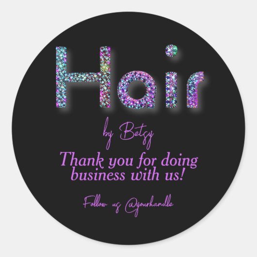 ホログラフィックグリッター美容師サロンありがとう ラウンドシール (正面)