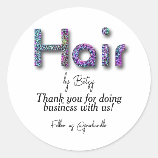ホログラフィックグリッター美容師サロンありがとう ラウンドシール (正面)