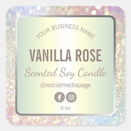 ホログラフィックグリッター製品ラベル スクエアシール (正面)