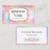 ホログラフィックグリッター金ゴールドパステルエレガントピンク 名刺 (正面/裏面)