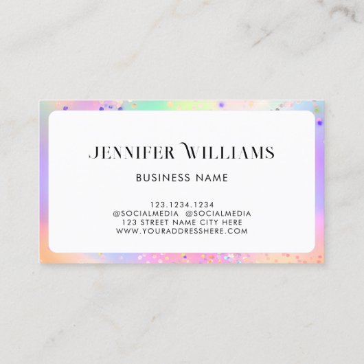 ホログラフィックグリッター金ゴールドパステルエレガントピンク 名刺 (裏面)