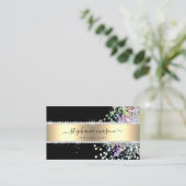 ホログラフィックグリッター金ゴールドブラックビジネスカード コーリングカード (スタンド正面)