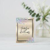 ホログラフィックグリッター金モダン属金ゴールド美しい 名刺 (スタンド正面)