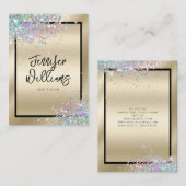 ホログラフィックグリッター金モダン属金ゴールド美しい 名刺 (正面/裏面)