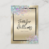 ホログラフィックグリッター金モダン属金ゴールド美しい 名刺 (正面)