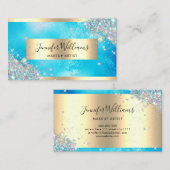ホログラフィックグリッター金箔ターコイズ 名刺 (正面/裏面)
