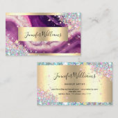 ホログラフィックグリッター金箔パープルアメジスト 名刺 (正面/裏面)