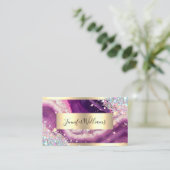 ホログラフィックグリッター金箔パープルアメジスト 名刺 (スタンド正面)