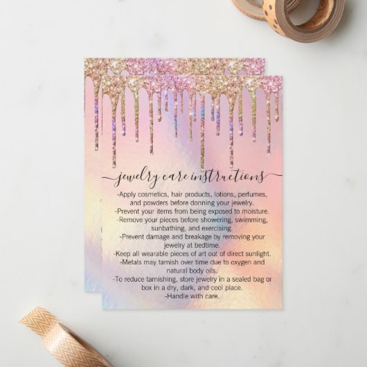 ホログラフィックグリッター駆動ジュエリー気にカード ノートカード (正面/裏面インサイチュ)