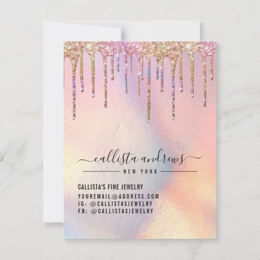 ホログラフィックグリッター駆動ジュエリー気にカード ノートカード (裏面)