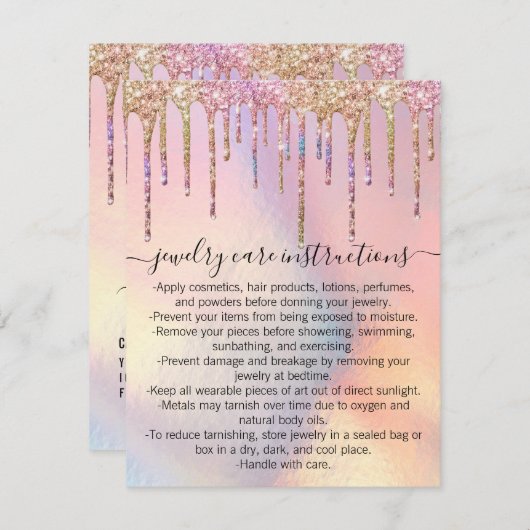 ホログラフィックグリッター駆動ジュエリー気にカード ノートカード (正面/裏面)