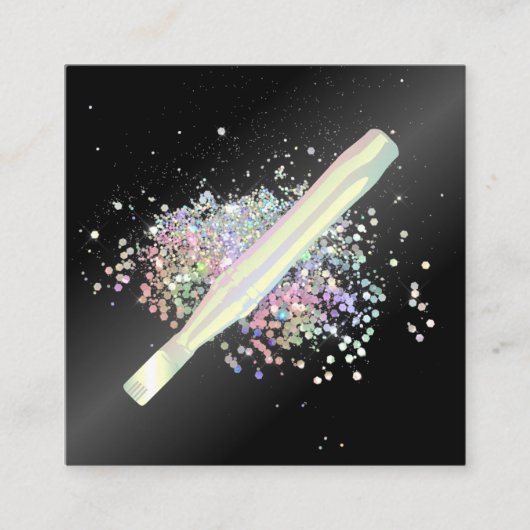 ホログラフィックグリッターBBグロー スクエア名刺 (正面)