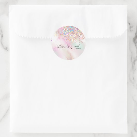 ホログラフィックグリッターQRコードメイクアップアーティストのマーク ラウンドシール (バッグ)