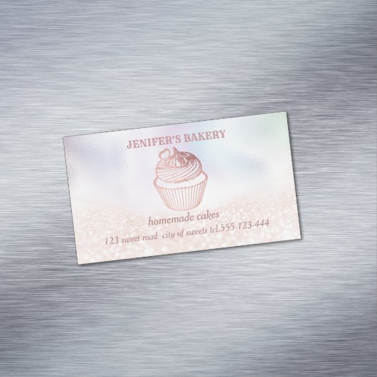 ホログラフィックグリティホームメイドカップケーキとスイーツ マグネット名刺 (インサイチュ)