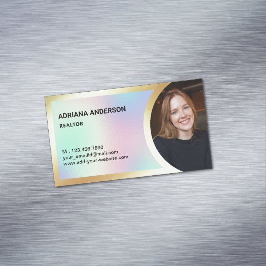 ホログラフィックゴールド実在フォイルエステートフォト不動産仲介業者 マグネット名刺 (インサイチュ)