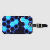 ホログラフィックサイバパンク六角タイルの魅惑 ラゲッジタグ (正面横)