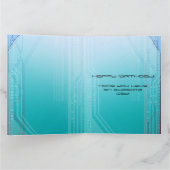 ホログラフィックサイバーブルーSci-Fiパネル誕生日 カード (内部)