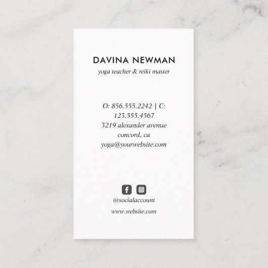 ホログラフィックサードアイムーンヨガホリスティックコーチ 名刺 (裏面)