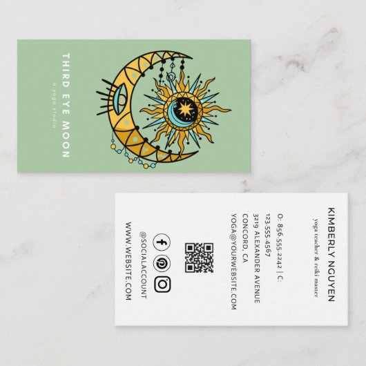 ホログラフィックサードアイムーンヨガホリスティックコーチ 名刺 (正面/裏面)