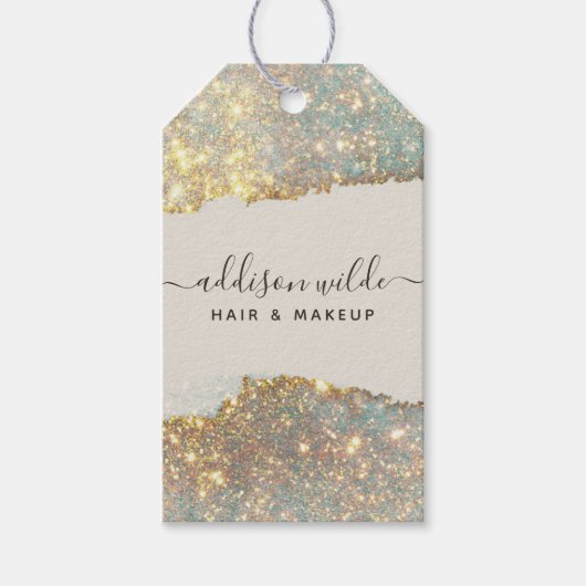 ホログラフィックシグネチャーモダンスクリプトのつる価格ラベル ギフトタグ (正面)